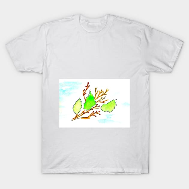 Winter bouquet, plants, branches. Watercolor illustration on a winter theme, T-Shirt by grafinya